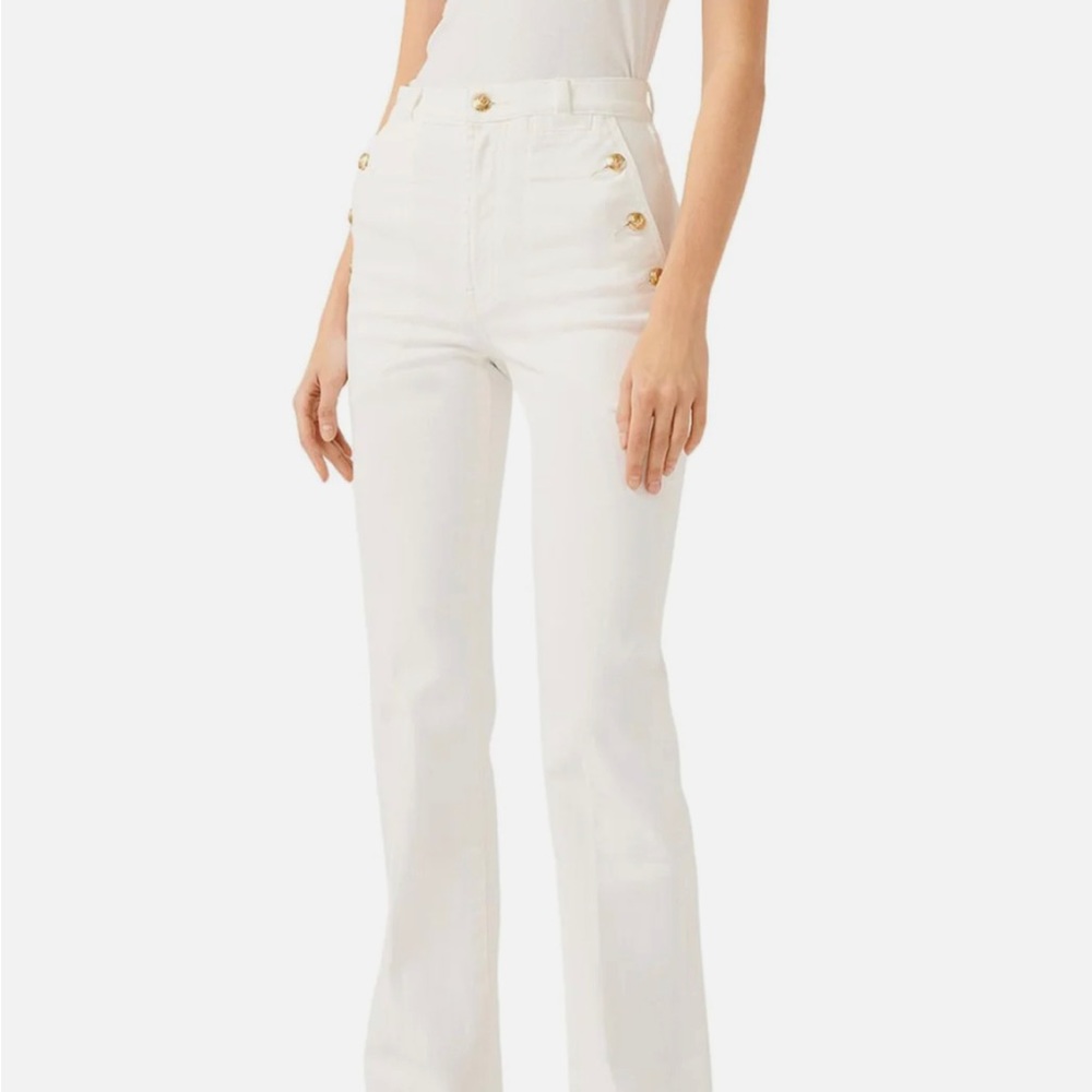 7 FOR ALL MANKIND- Womens Denim Button Pockets Flare Jeans